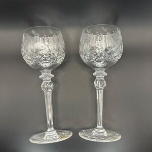 Rogaska Crystal Wine Glasses Fairycore Etched Floral Cut Glass Gallia‎ 8oz
